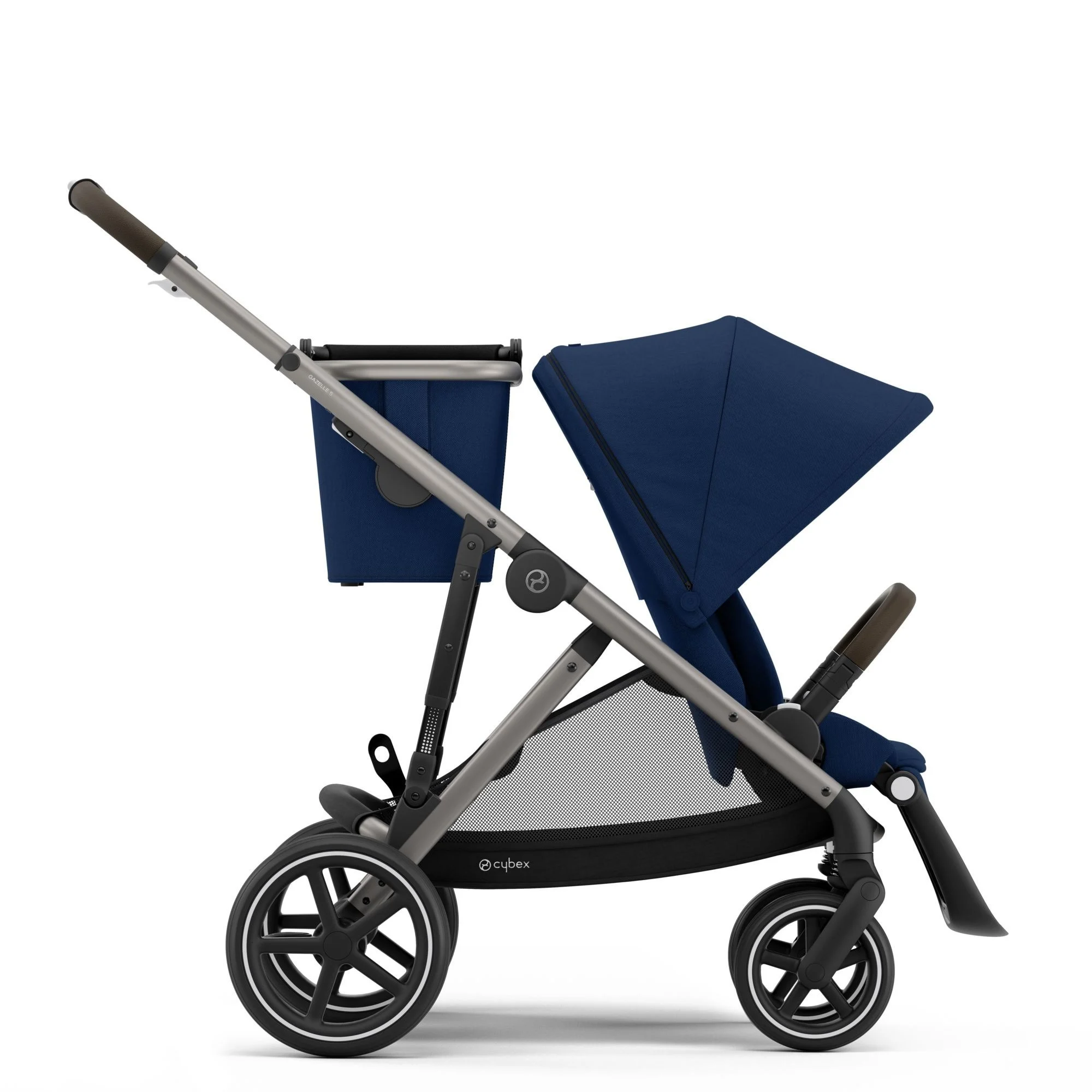 The Cybex Gazelle S convertible single-to-double pram with integrated shopping basket, reversible seat, and one-pull harness, designed to meet the AS/NZS 2088:2000 Australian pram standard, priced from $990 AUD at Australian retailers